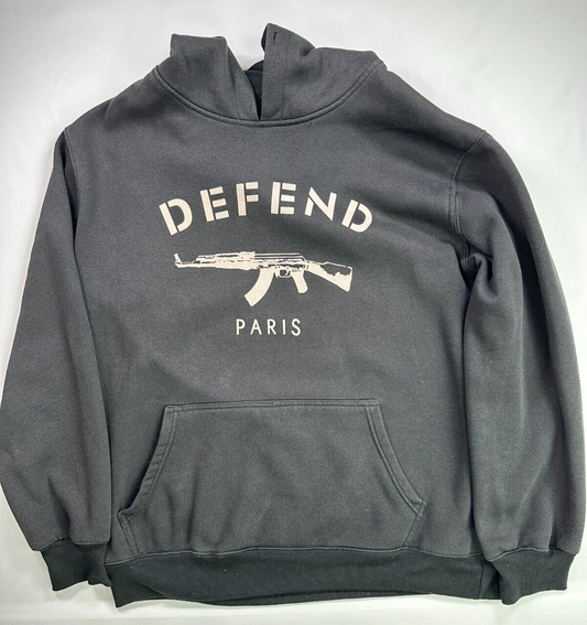 Men's Black Defend Paris Hooded Sweatshirt- Size 2XL