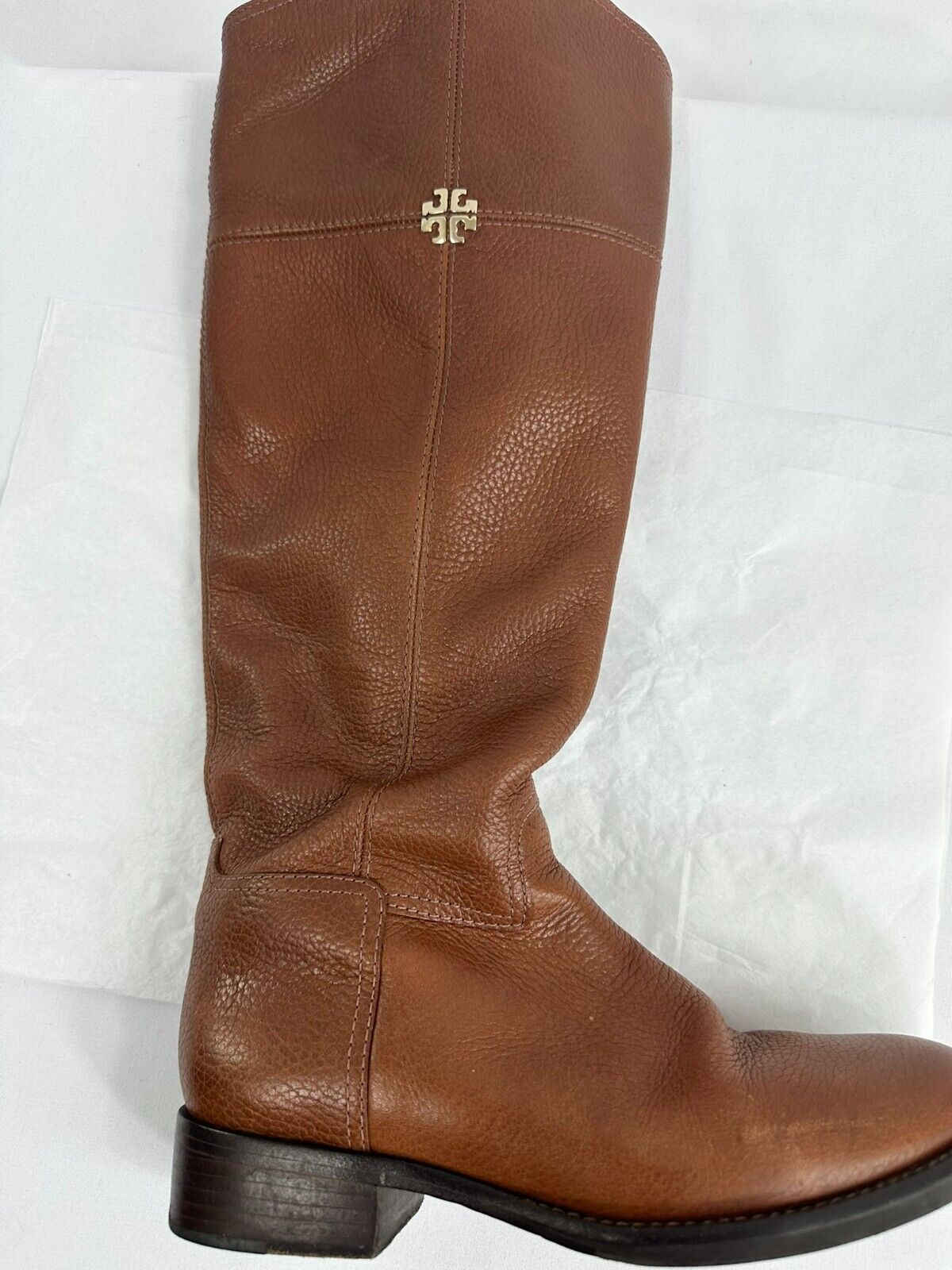 Women's Tory Burch Leather Jolie Riding Boots Rustic Brown - Size 7M