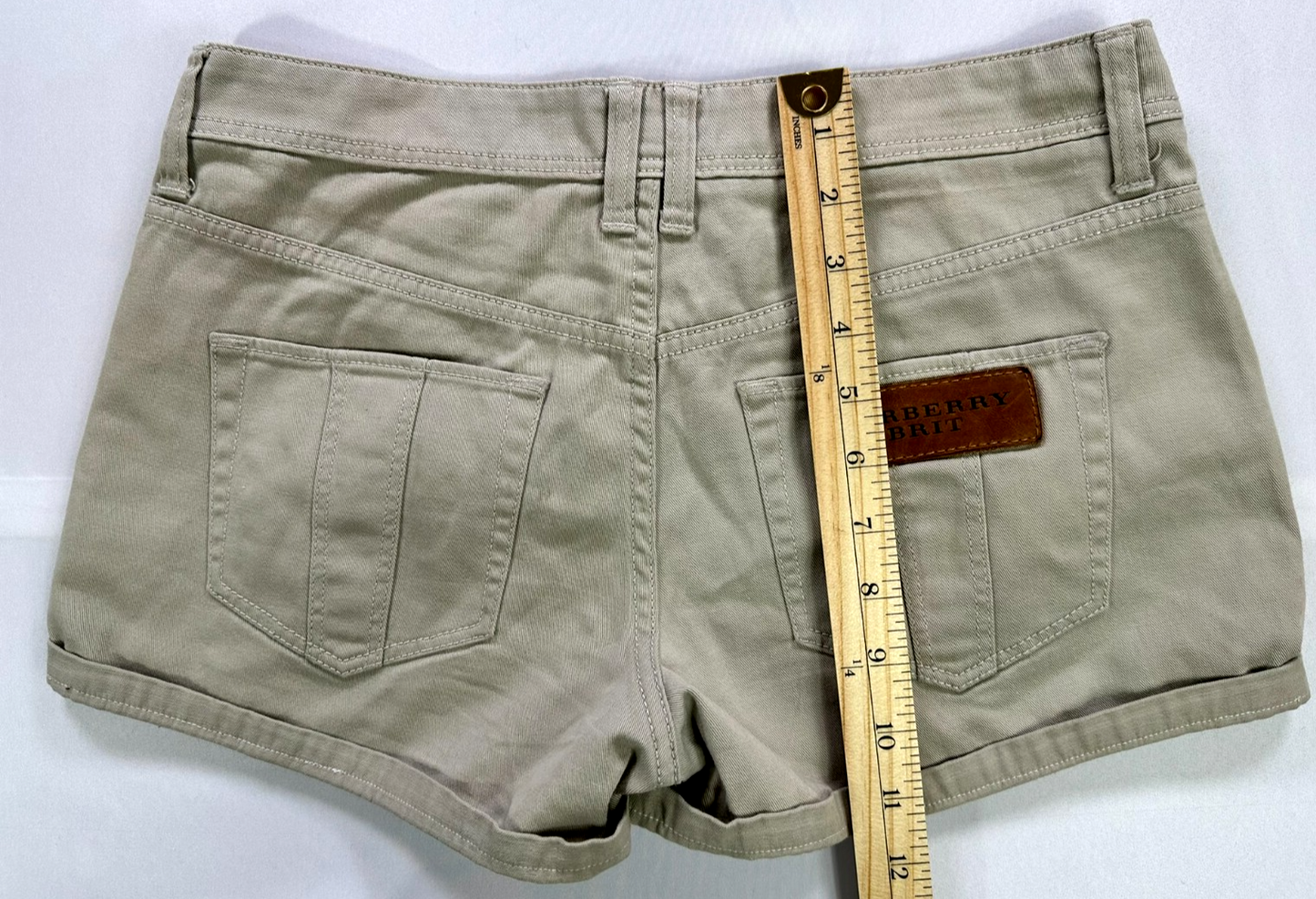 Women's Beige Burberry Brit Chino Shorts- Waist 26