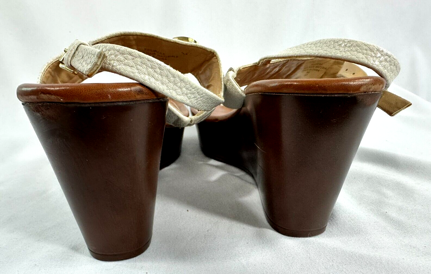 Women's Tommy Hilfiger Leather White Wedge Thong Sandal- Size 9M