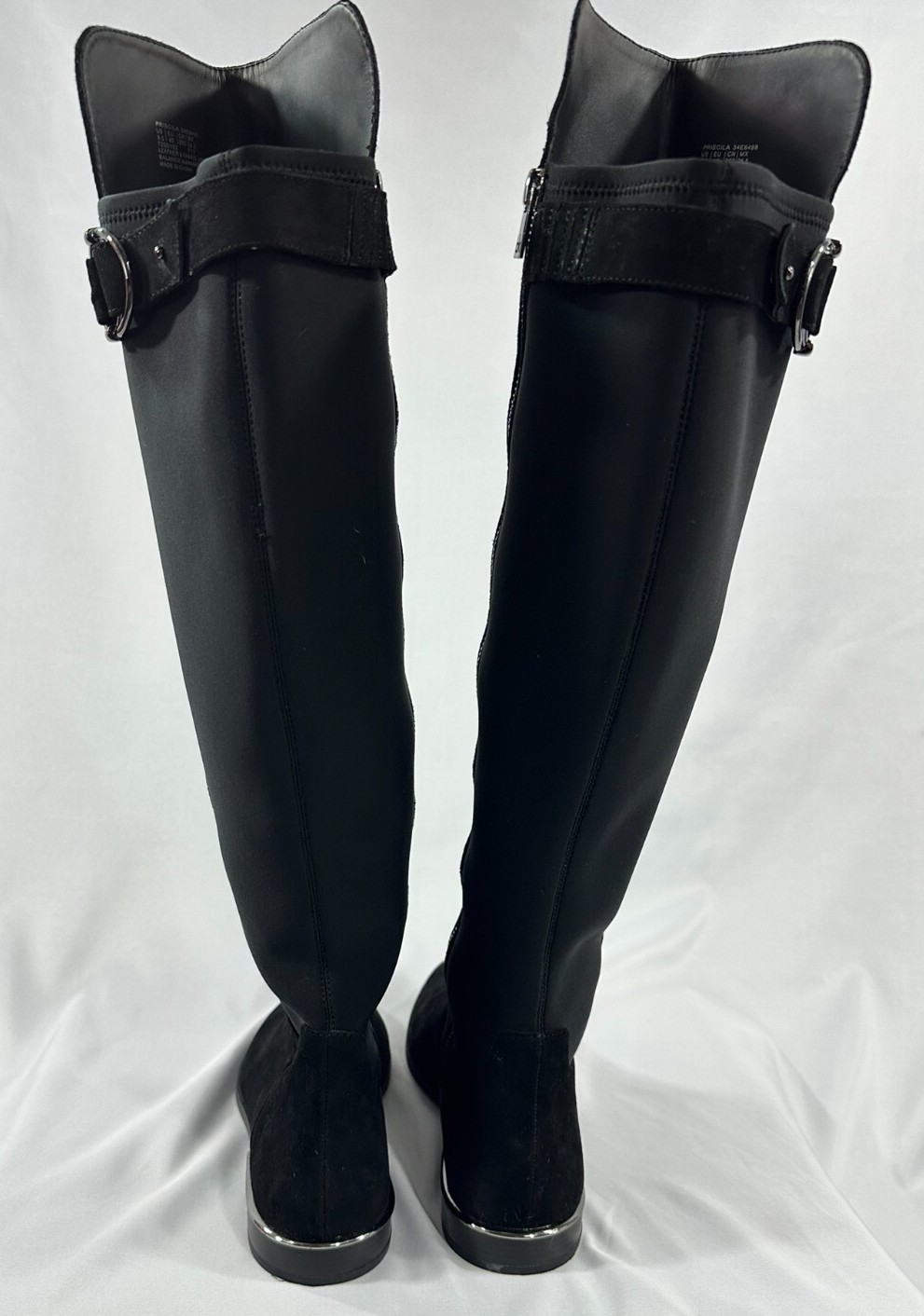 Women's Black Calvin Klein Priscila Kid Suede/Neoprene Knee High Boots Size 9.5