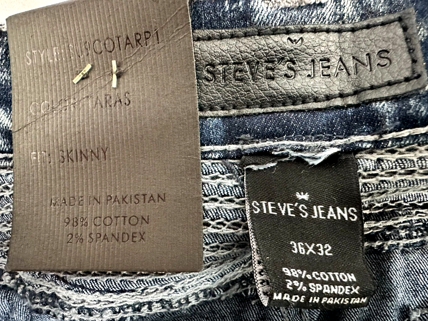 Men's Steve's Brand Stretch Skinny Fit Jeans- Size 36/32
