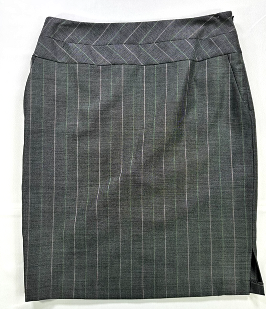 Women's Vintage Escada Gray Pinstripe Lined Pencil Skirt With Pockets- Size 38