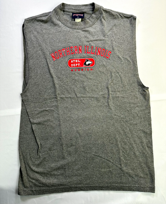 Men's Vintage Gray JanSport Sleeveless Northern Illinois Huskies TShirt- Size XL