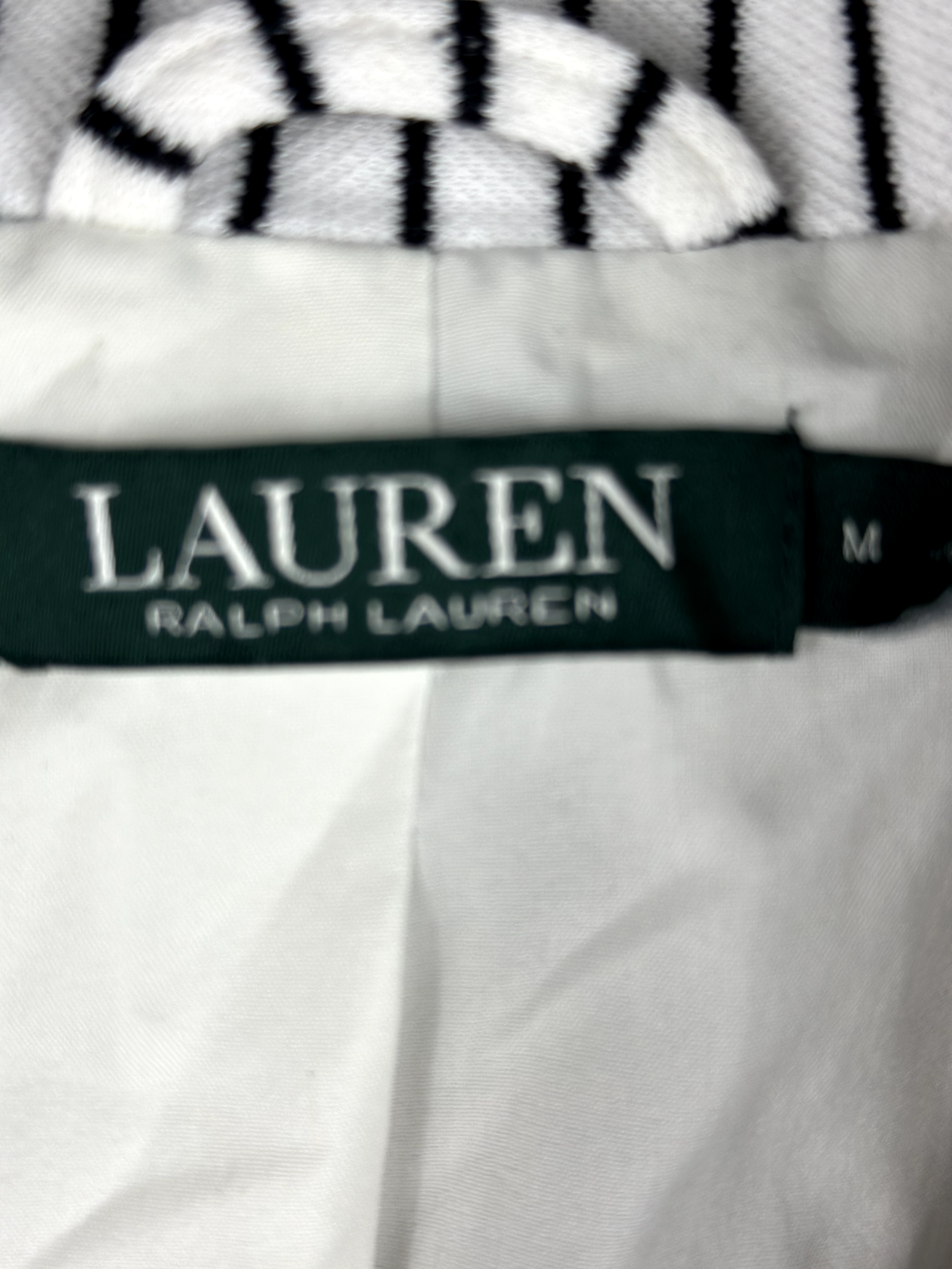 Women's Ralph Lauren Black and White Striped Blazer- Size Medium