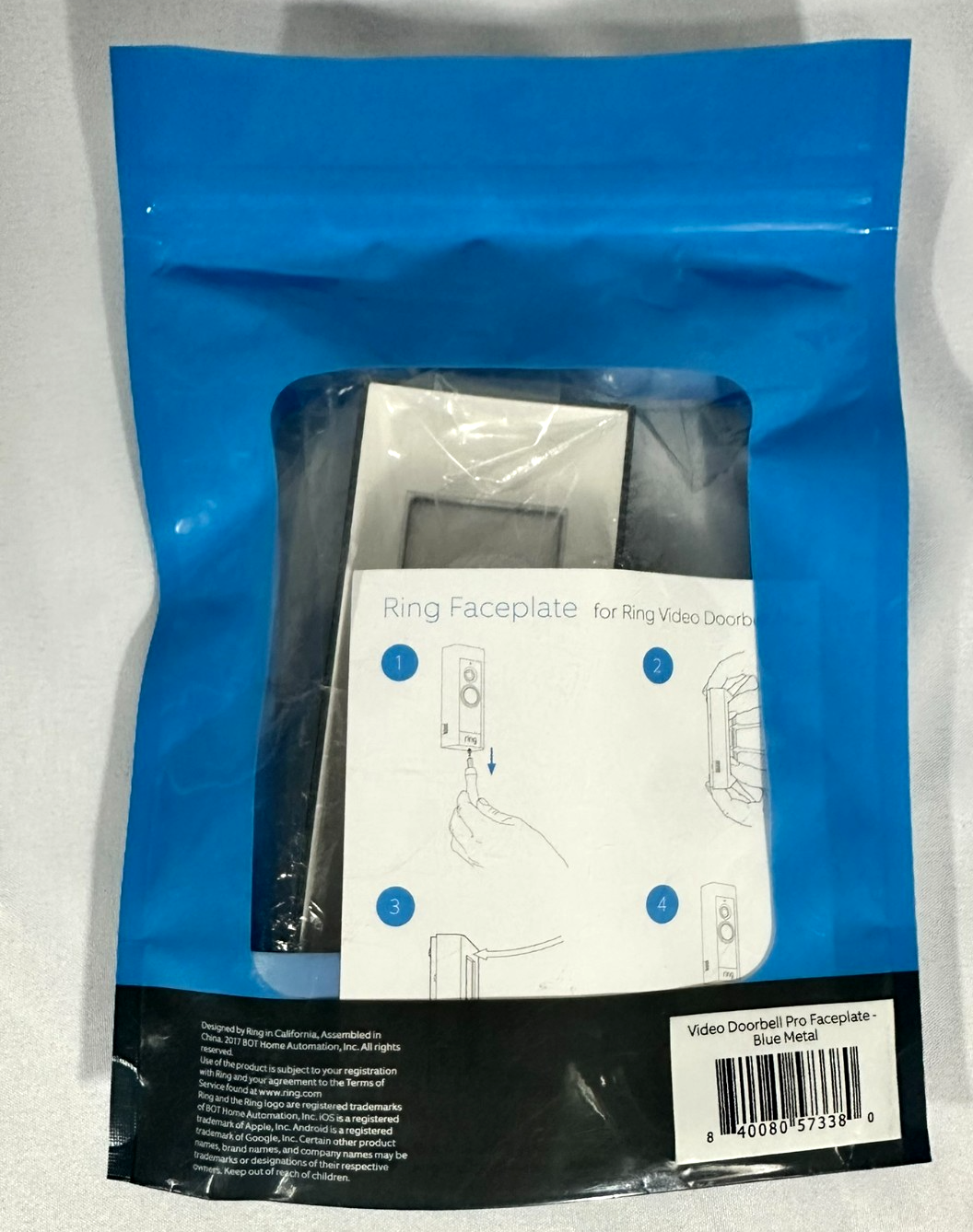 Ring Video Doorbell Pro Faceplate- Blue Metal