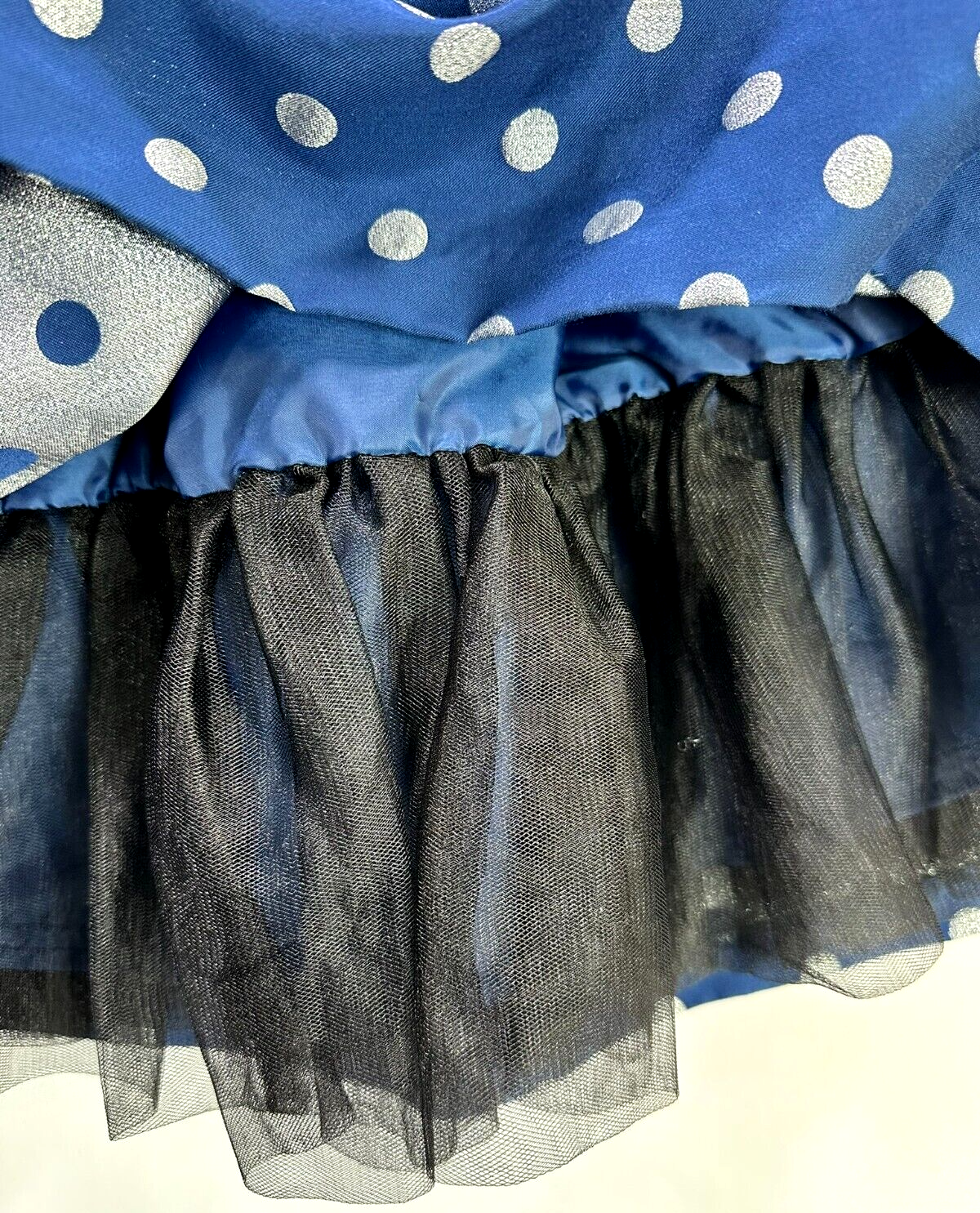 Kid's Girls Navy Blue and Silver Polka Dot Lined Gymboree Dress- Size 7Y
