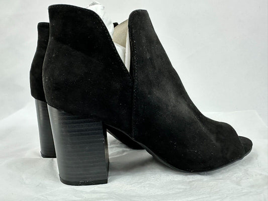 Women's Bamboo Black Open Toe Zip Up Platform Boot- Size 9