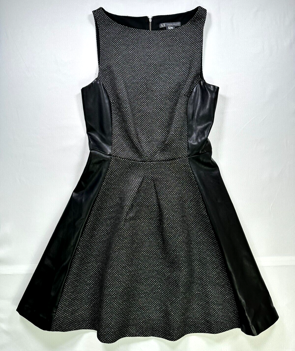 Women's Black Armani Exchange Faux Leather Accent Dress- Size 2