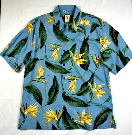 Men's Jamaican Jaxx Short Sleeve 100% Silk Hawaiian Shirt- Size M