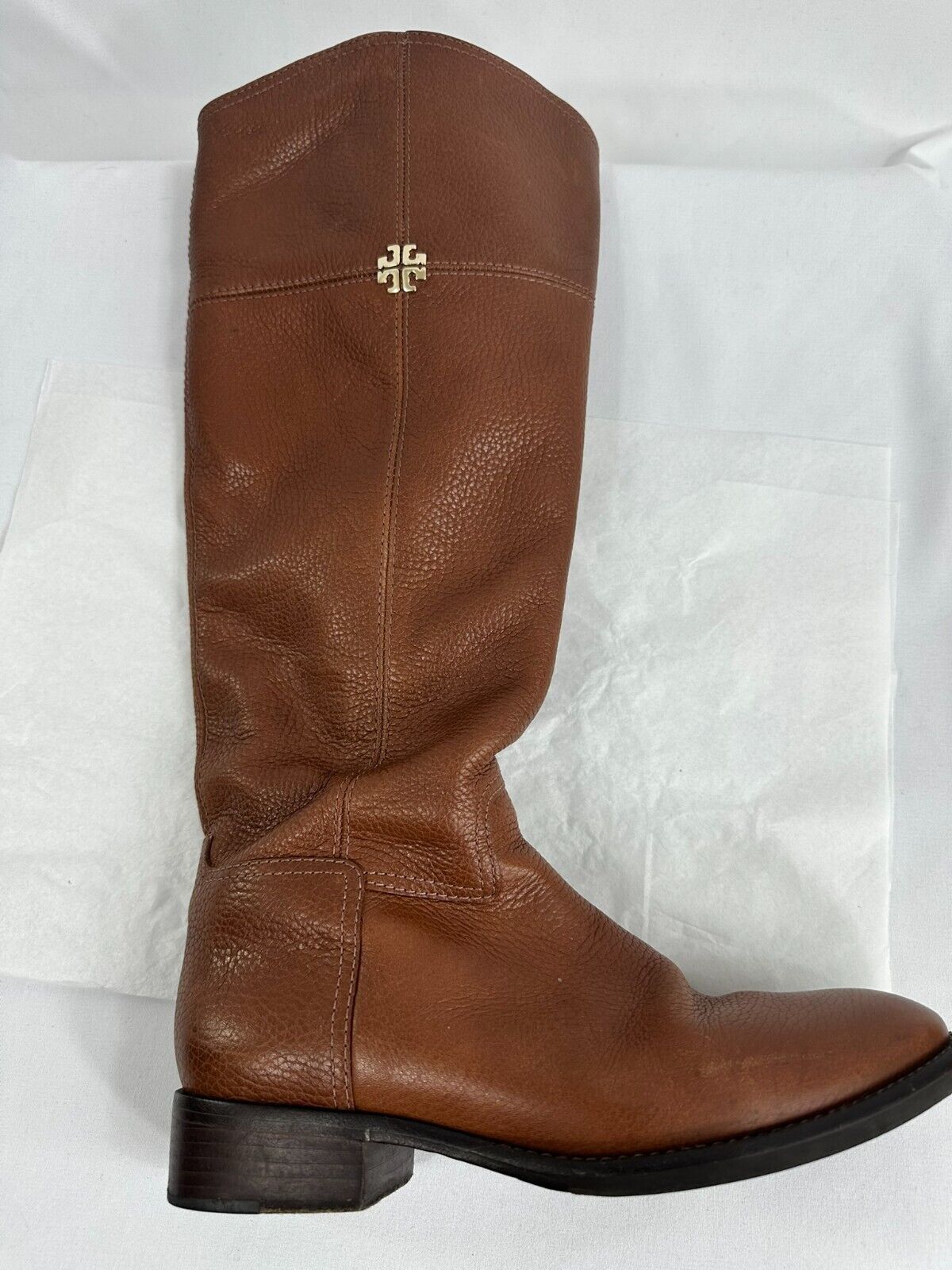 Women's Tory Burch Leather Jolie Riding Boots Rustic Brown - Size 7M