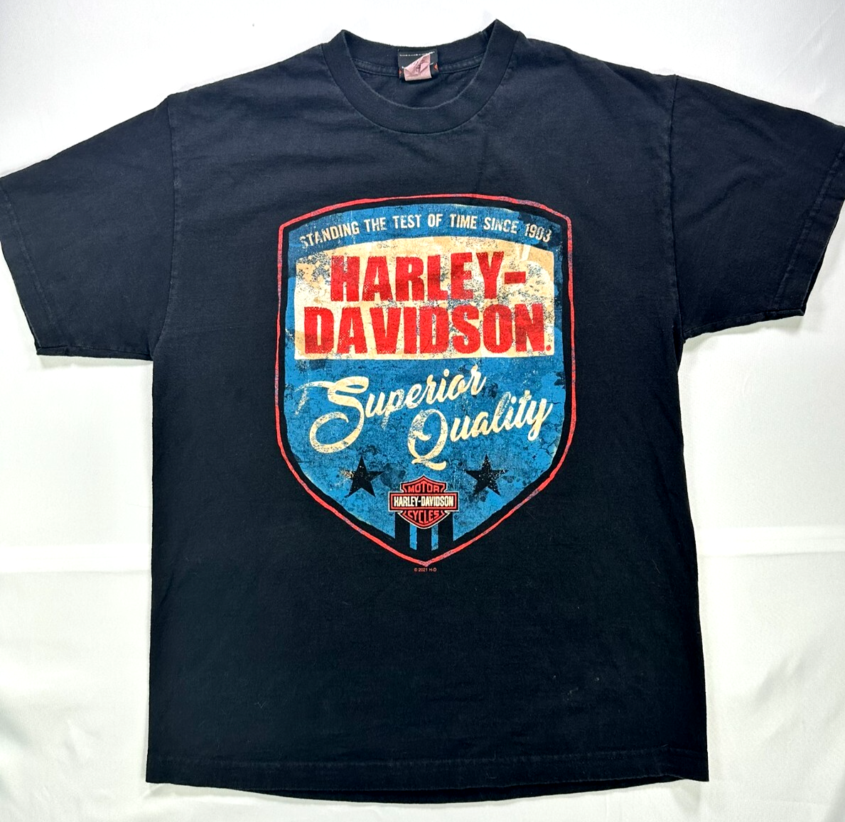 Men's Black Harley Davidson Motorcycle- Louisville KY Short Sleeve Shirt- Size L