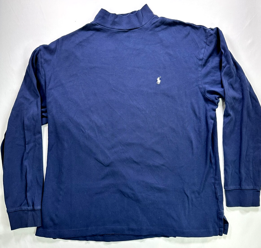 Men's Vintage Polo Golf By Ralph Lauren Navy Blue Long Sleeve Shirt- Size L