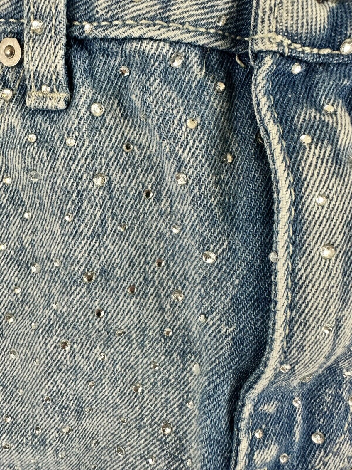 Girls Youth Banjara Sequin Studded Mid Rise Cutoff Jean Shorts- Size 00/22