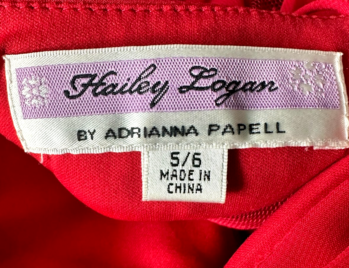 Women's Red Hailey Logan By Adrianna Papell Fit & Flare Chiffon Dress- Size 5/6